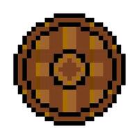 Viking shield in pixel art style vector