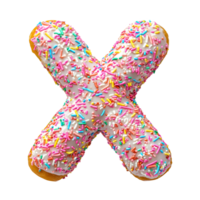 Colorful Sprinkled Doughnut in the Shape of the Letter X png