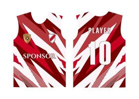 Sleek Red and White Sports Jersey Design Template with Sponsor Logos Player Number Ten vector
