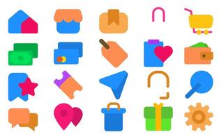 Set of e-commerce colored icons modern illustration for online shopping digital marketing payment methods and delivery services vector