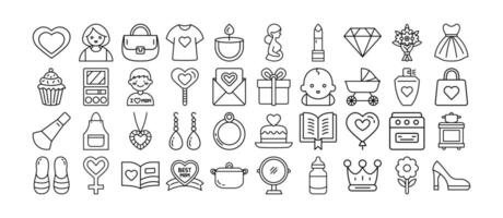 Set of Mother Day icon illustration designed for festive cards invitations and social media vector