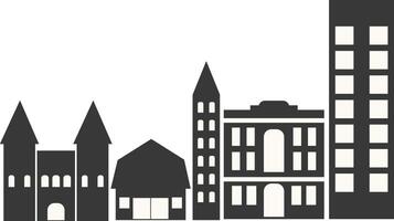 City Skyline Silhouette in Simple Design. Isolated on White Background vector