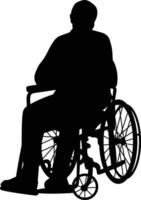Silhouette of Disabled People in Wheelchair with Simple Design, Isolated Illustration vector