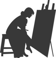 Artist Drawing Silhouette in Simple Design, Isolated on White Background vector