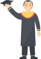 Student Graduation on the High School Isolated on White Background. vector