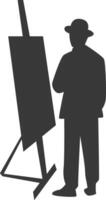 Artist Drawing Silhouette in Simple Shape. Isolated on White Background vector