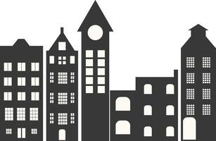 City Skyline Silhouette with Simple Building Design, vector