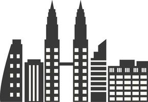 City Skyline Silhouette with Simple Building Design Isolated on White Background. vector