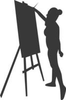 Artist Drawing Silhouette in Simple Design. Isolated on White Background. vector