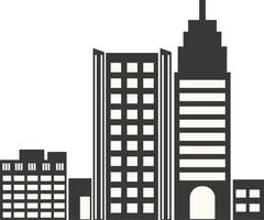City Skyline Silhouette with Simple Building Design. Isolated on White Background. vector