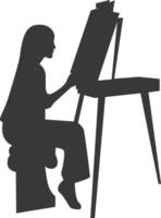Artist Drawing Silhouette with Simple Shape. Isolated on White Background. vector
