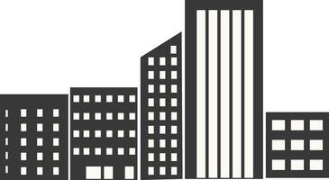 City Skyline Silhouette with Simple Building Design, Isolated on White Background vector