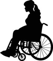 Silhouette of Disabled People in Wheelchair Isolated on White Background vector