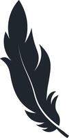 Black Feather Silhouette in Simple Design. Isolated on White Background vector