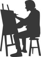 Artist Drawing Silhouette with Simple Shape, Isolated on White Background, vector