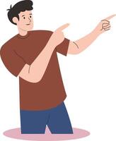 PrintPeople Pointing Character with Index Finger, Isolated on White Background, vector