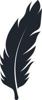 Black Feather Silhouette in Simple Design, Isolated on White Background. vector