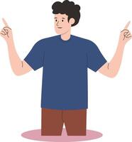 People Pointing Character with Index Finger, Isolated on White Background vector
