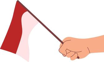 Illustration of Hand Holding of Indonesian Flag Isolated on White Background. vector
