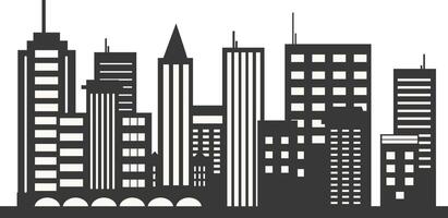 City Skyline Silhouette with Simple Design. Isolated on White Background vector