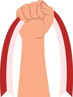 Illustration of Hand Holding of Indonesian Flag Isolated on White Background vector