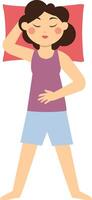 Girl Sleeping Pose Character in Flat Design. vector