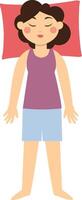 Girl Sleeping Pose Character in Flat Design, vector
