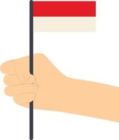 Hand Holding Indonesian Flag, Isolated on White Background vector