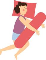 Girl Sleeping Pose Character with Flat Design. vector