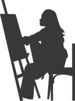Artist Drawing Silhouette with Simple Design. Isolated on White Background. vector