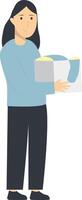 Person Volunteers and Donation Character on White Background. vector