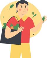 Green Lifestyle Person Character with Cartoon Design. vector