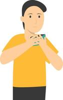 People Holding Empty Wallet with Cartoon Design. vector