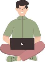 Illustration of Person with Technology, Isolated on White Background. vector