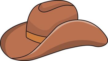 Cowboy Hat Icon with Cartoon Design. Isolated on White Background vector