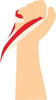 Hand Holding Indonesian Flag. Isolated on White Background vector