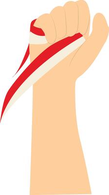Hand Holding Indonesian Flag. Isolated on White Background