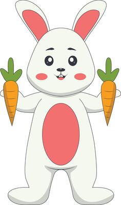 Cute Cartoon Rabbit Character.