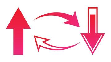 Arrow red gradient set. vector