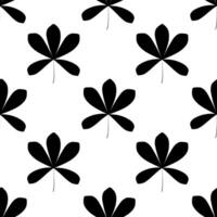 Seamless pattern of black silhouette leaves on a white background. vector