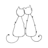 Two cats sitting side by side. vector
