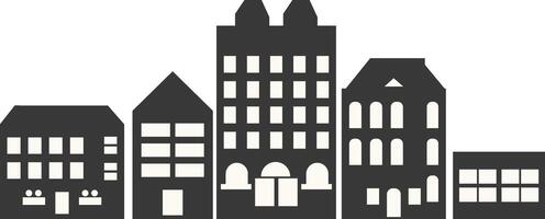 City Skyline Silhouette with Simple Design. Isolated on White Background. vector