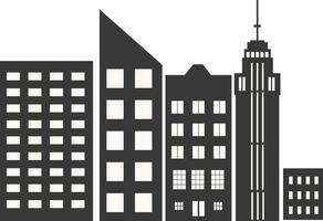 City Skyline Silhouette with Simple Building Design. Isolated on White Background vector
