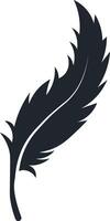 Black Feather Silhouette in Simple Design. Isolated on White Background. vector