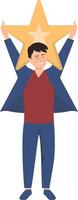 People Giving Star Character with Flat Design. vector