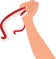 Illustration of Hand Holding of Indonesian Flag with Flat Design. vector