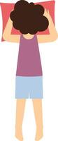 Girl Sleeping Pose Character with Flat Design vector