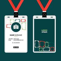 ID Card Template with Abstract Sketch Line Bold Block Composition vector