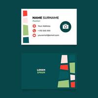 Name Card Template with Abstract Block Composition Border vector