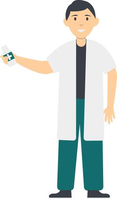 Pharmacist People Character in Cartoon Design. Isolated on White Background.
